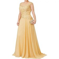 Mother of The Bride Dress Plus Size Appliqued Chiffon Formal Wedding Guest Dress