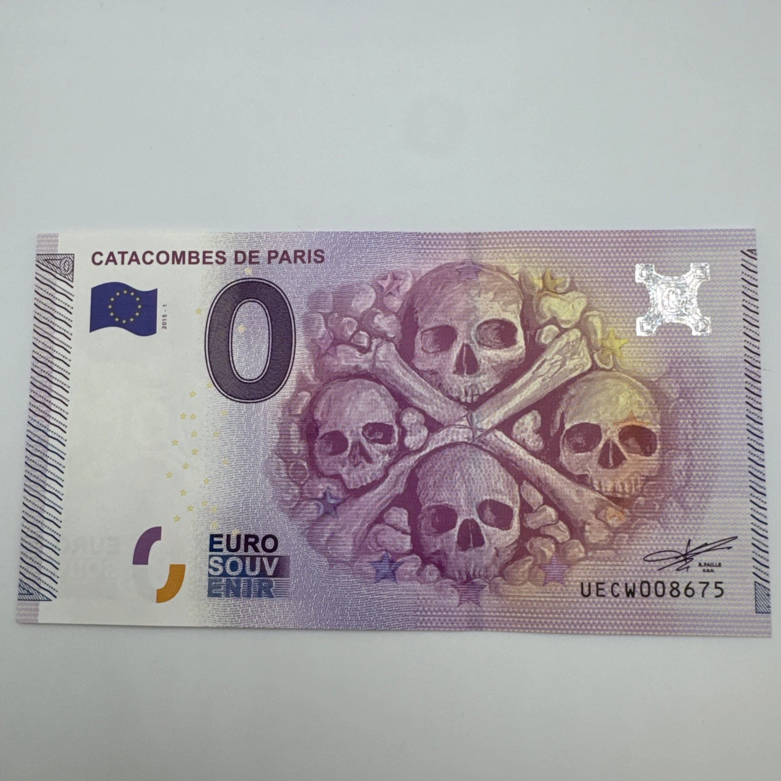 Billet  Zéro 0 € Euro Touristique / Souvenir Catacombes de Paris 2015-1
