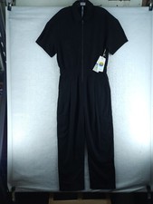 Vuori Womens Short Sleeve Coastline Jumpsuit Zip Front Twill - Black Nwt Size L