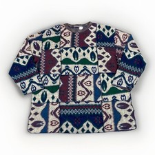 Vintage aop 90s Fleece Sweatshirt Top Pullover Abstract Funky XL Hasting  Smith