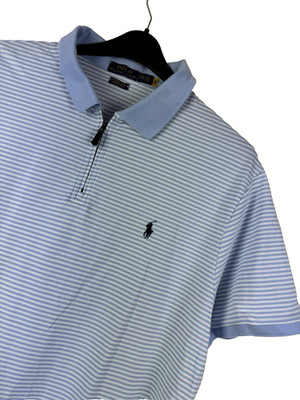 RALPH LAUREN POLOSHIRT Gr. 2XL Herren Regular Fit gestreift hellblau