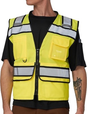 High Vis Reflective Safety Vest for Men Women Zipper Ipad Pockets Mesh