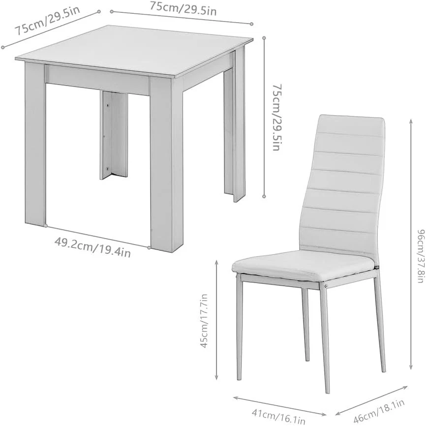 4 Chair Dining Table Set Velvet Black Space Saving Small Kitchen Home - Image 2 of 4
