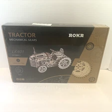 ROKR 3D Wooden Puzzle Brain Teaser Tractor Mechanical Gears Wood Craft Kit NEW