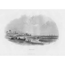 INDIA View of Madras - Antique Print 1859