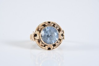 O84A04 Alter Gold 585 14kt Ring mit Topas