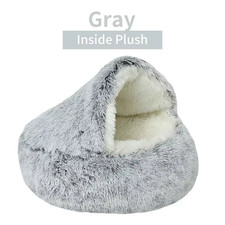 2 in 1 Winter Soft Plush Pet Bed with Cover round Cat Bed Pet Mattress Warm Cat