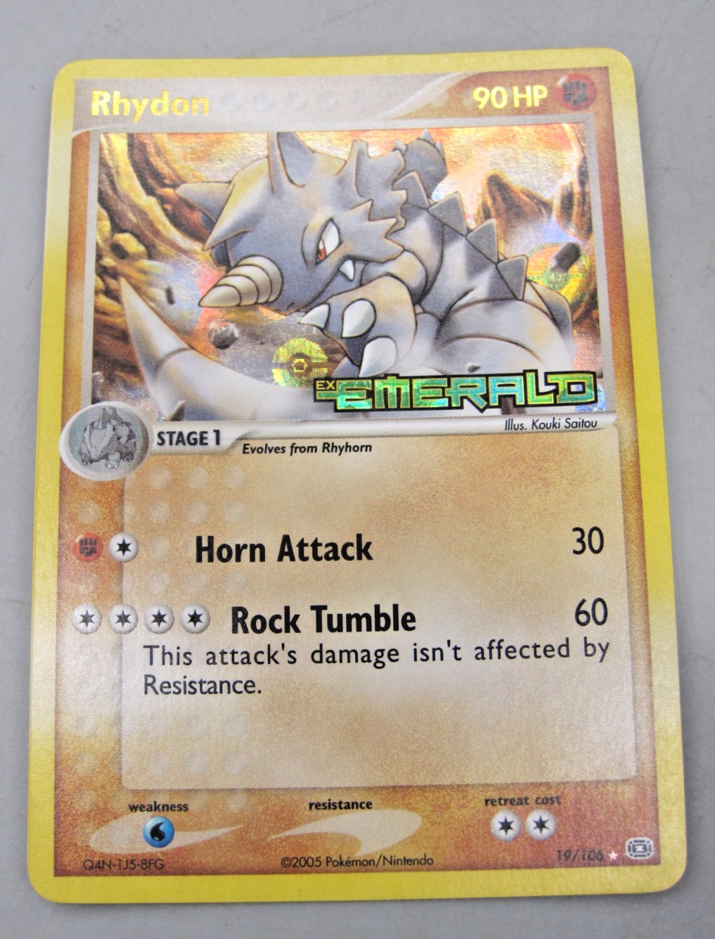 Pokemon Rhydon 19/106 Stamped Reverse Holo Foil EX Emerald Rare NM