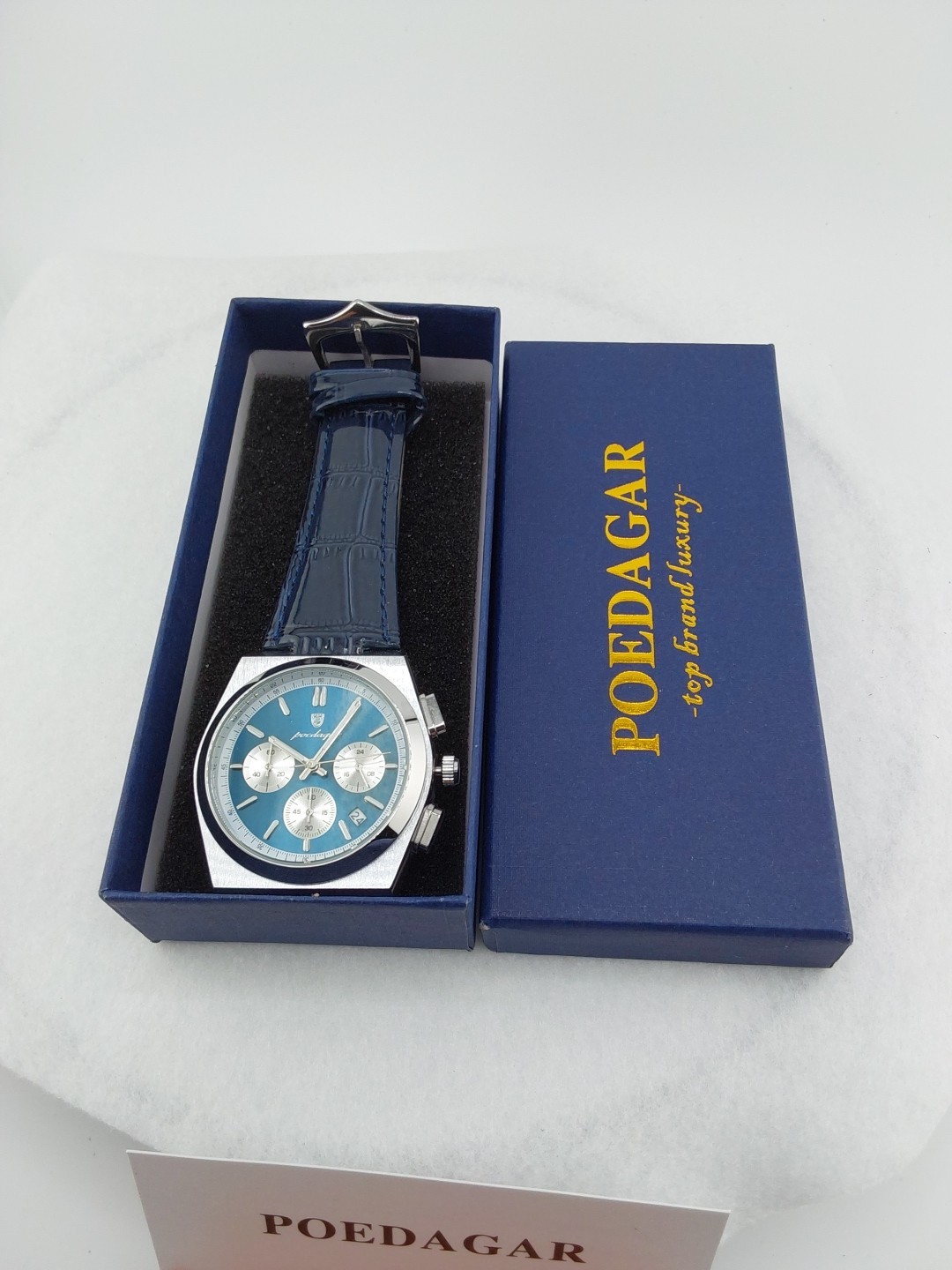 Luxury Chronograph Blue Dial 40mm With Blue Leather Strap  970