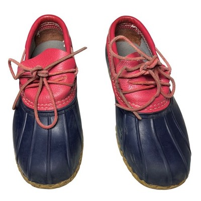 LL Bean Maine Hunting Duck Shoes Red Pink Rubber Moc Bean Boots Women 8M