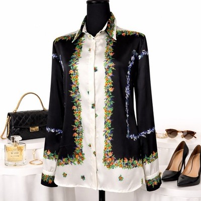Desigual Women Blouse M Floral Print Button Front Long Sleeve NWT