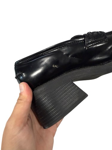 Vintage 90s y2k xhilaration loafers shoes 9 black vegan leather chunky goth - Picture 7 of 11