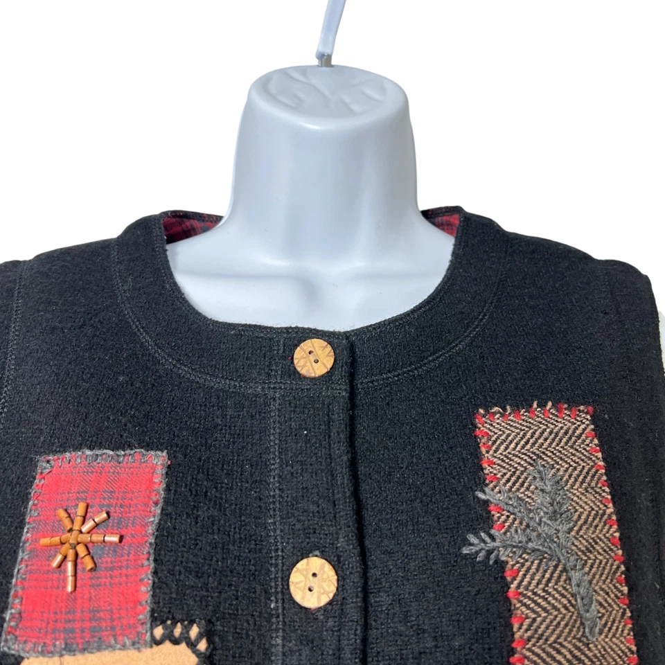 Chaleco de lana vintage Woolrich para mujer Cabincore Moose negro talla M casa de campo Navidad Foto 2 de 4