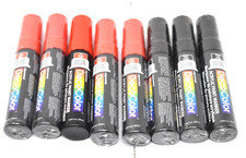 Lot of 8 Decocolor Acrylic Paint Markers 5 Red  3 Black Extra Wide Tips