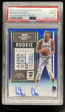 2020-21 Panini Contenders Optic Devin Vassell RC Blue Auto #/99 Spurs PSA 9