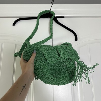 Rhode x Target Straw Crochet Bucket Bag Green Beach Tropical Vacation