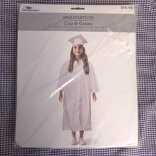 Children's Graduation Cap Gown White Age 11 and 12 - One Size Fits Most