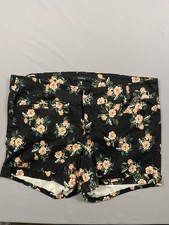 Torrid Black Floral Jean Shorts