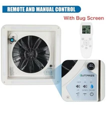 Upgraded Remote Control RV Roof Vent Fan, 12V DC 14" 14in, White and Smoke 