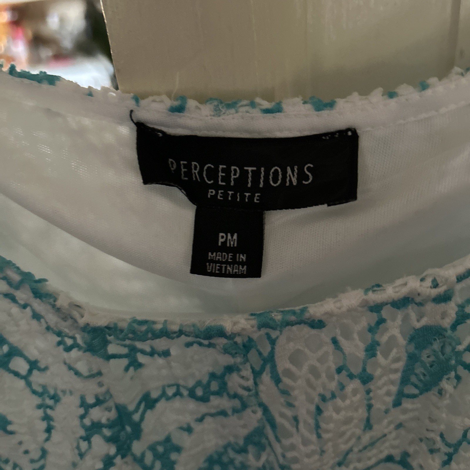 Perceptions - Teal and White  Open-work Crochet  … - image 3