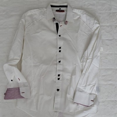 Stone Rose Red River Men's Solid White Cotton Slim Dress Shirt 16 34/35