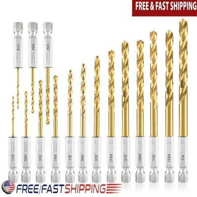 16pcs Hex Shank Drill Bits Set HSS Titanium 135 Degree Split Point Fast Change