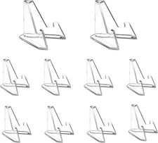 10 Pack 1.4 Inch Mini Acrylic Easel Stand, Tabletop Small Holder, Clear Display 
