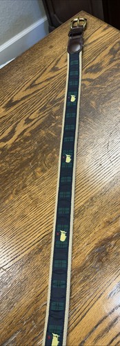 New Masters Canvas and Leather Tartan Plaid Golf Belt - Men's Size 36
