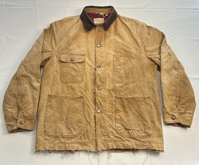 VTG 60s Montgomery Ward Powr House Brown Chore Coat Quilted Distressed XL