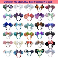 Disney-Parks Minnie Mouse Ears Bow Sequins Headband Fancy Dress Party Cosplay