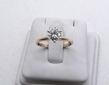 14k Yellow Gold Round Diamond Solitaire Engagement Ring 1.11 Ct. SI1 H Size 8.5