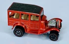 Hot Wheels Redline 1969 Classic Ford 31 Woody Red w Textured Roof Unspun Rivet!