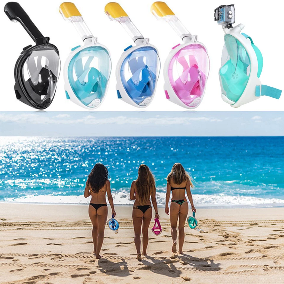 Adult Kid Full Face Snorkel Mask Set Anti-fog Safe Diving Goggles for GoPro Swim - image 4 of 4