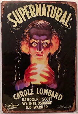TIN SIGN 8x12 Supernatural Hollywood movie Carol Lombard Paramount crystal ball