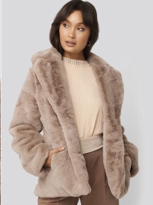 Na-kd Faux Fur Short Coat Light Pink UK