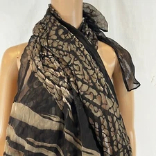 Scarf Semi Sheer Women's Tan Black large 45 x 86 in. Many patterns