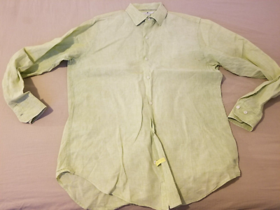Mens Banana Republic Linen Dress Shirt L Large Green Button | eBay