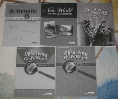 Lot of 5 Abeka Homeschool Teacher Books: Arithmetic 6, Spelling & More Paperback