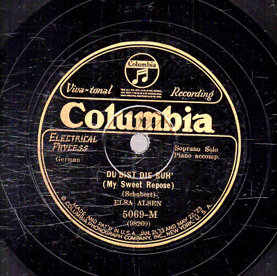 56cv.  Elsa Alsen - Du Bist Die Ruh' & Gretchen am Seinnrade - Columbia 5069-D