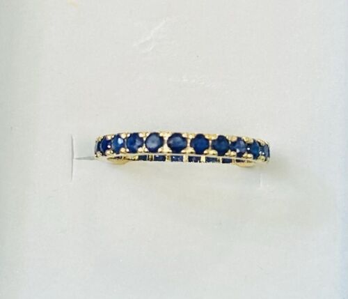 14k Solid Yellow Gold Solitaire Band Ring W/Natural Round Sapphire1.50GM6.5Sized