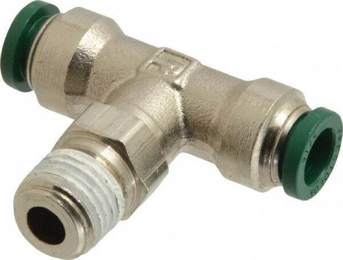 Parker 5/16" Outside Diam, 1/4 NPTF, Nickel Plated Brass Push-to-Connect Tube...