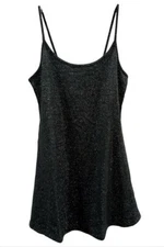 Wild Fable Womens Fit n Flare Sparkle Skater Dress L 10 12 Black Spaghetti NWT