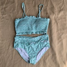 Green Floral Two Piece Swimsuit Women  s Size Large New