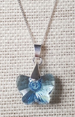 Download Ladies Necklace Swarovski Element 3d Blue Butterfly Pendant Sterling Silver New Ebay