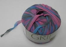 1 Skeins FFF Filati GRIF Ribbon Yarn BLue Pink Grey 1/4in wide 316