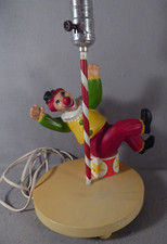 Plastic Clown Lamp Night Light Kids Vintage 1980's Underwriters Laboratories