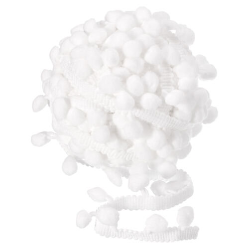 10 Yards Pom Pom Ball Fringe Trim Ribbon Sewing Accessory DIY Crafts, 10mm White - Picture 1 of 6