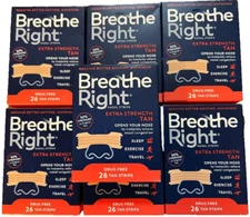 182 BREATHE RIGHT NASAL STRIPS, EXTRA STRENGTH TAN ( 7 x 26 CT Boxes ) EXP 2028