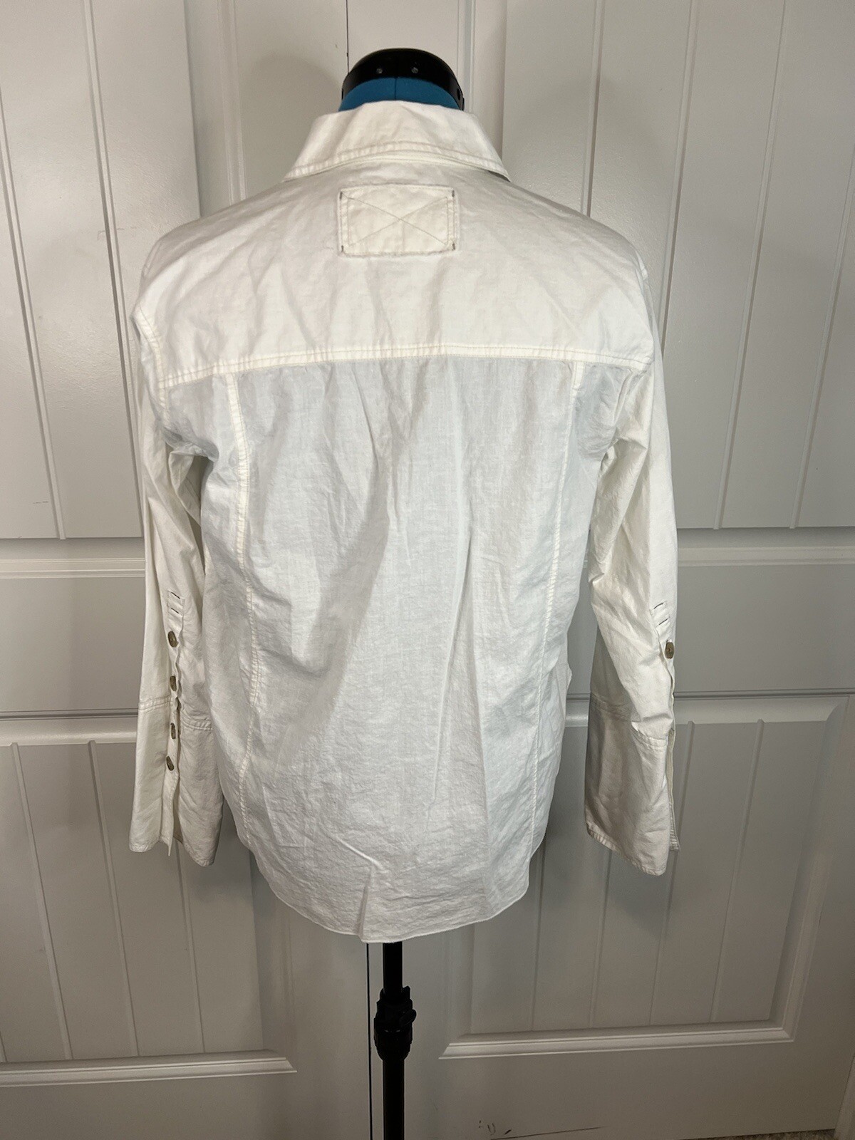 Free People Solid Button-Down Top White Cotton Ov… - image 3