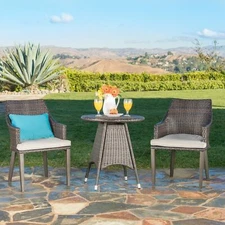 Hennry Outdoor 3 Piece Multibrown Wicker Round Bistro Set